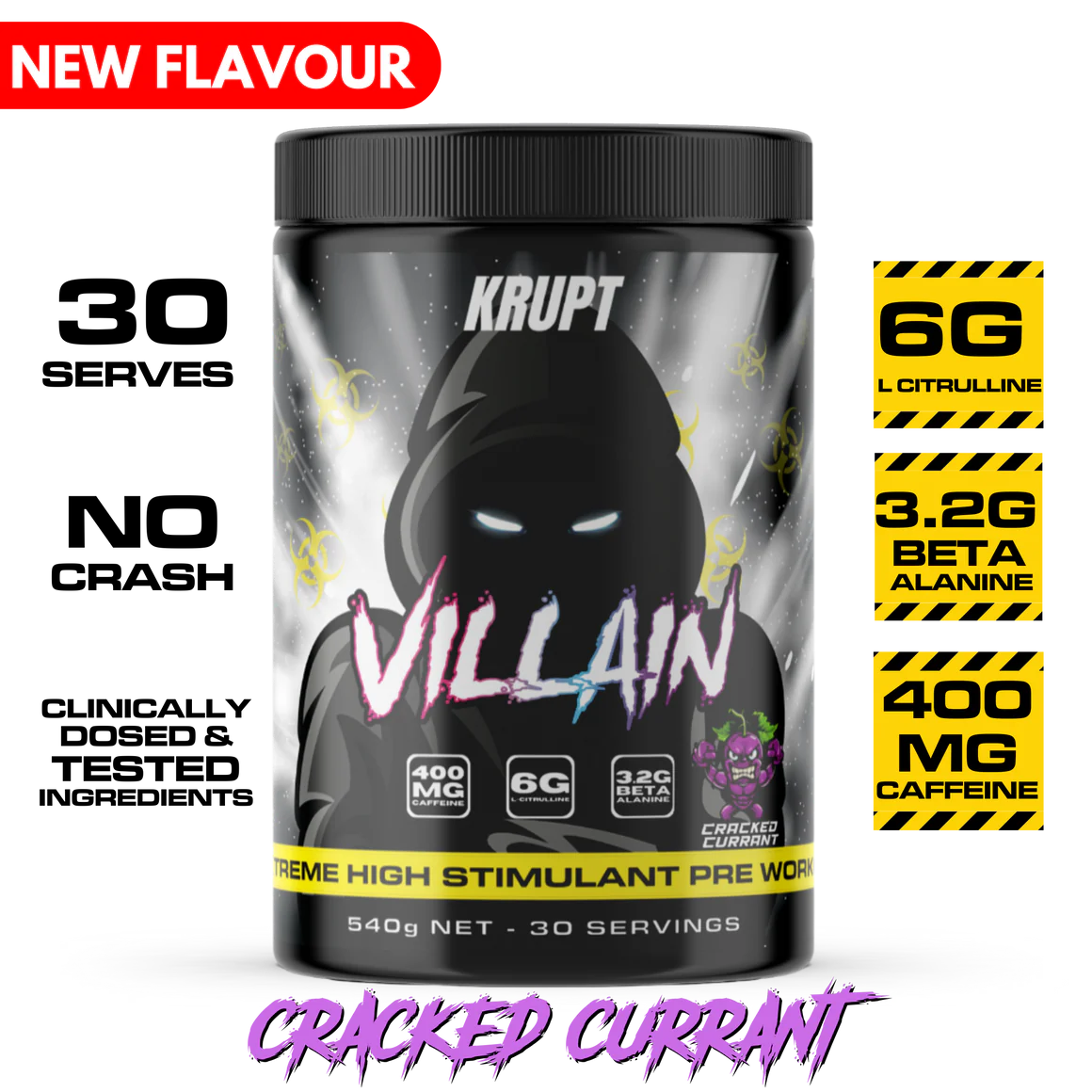 Krupt - Villian - Extreme High-Stimulant Pre-Workout - 30 Serves