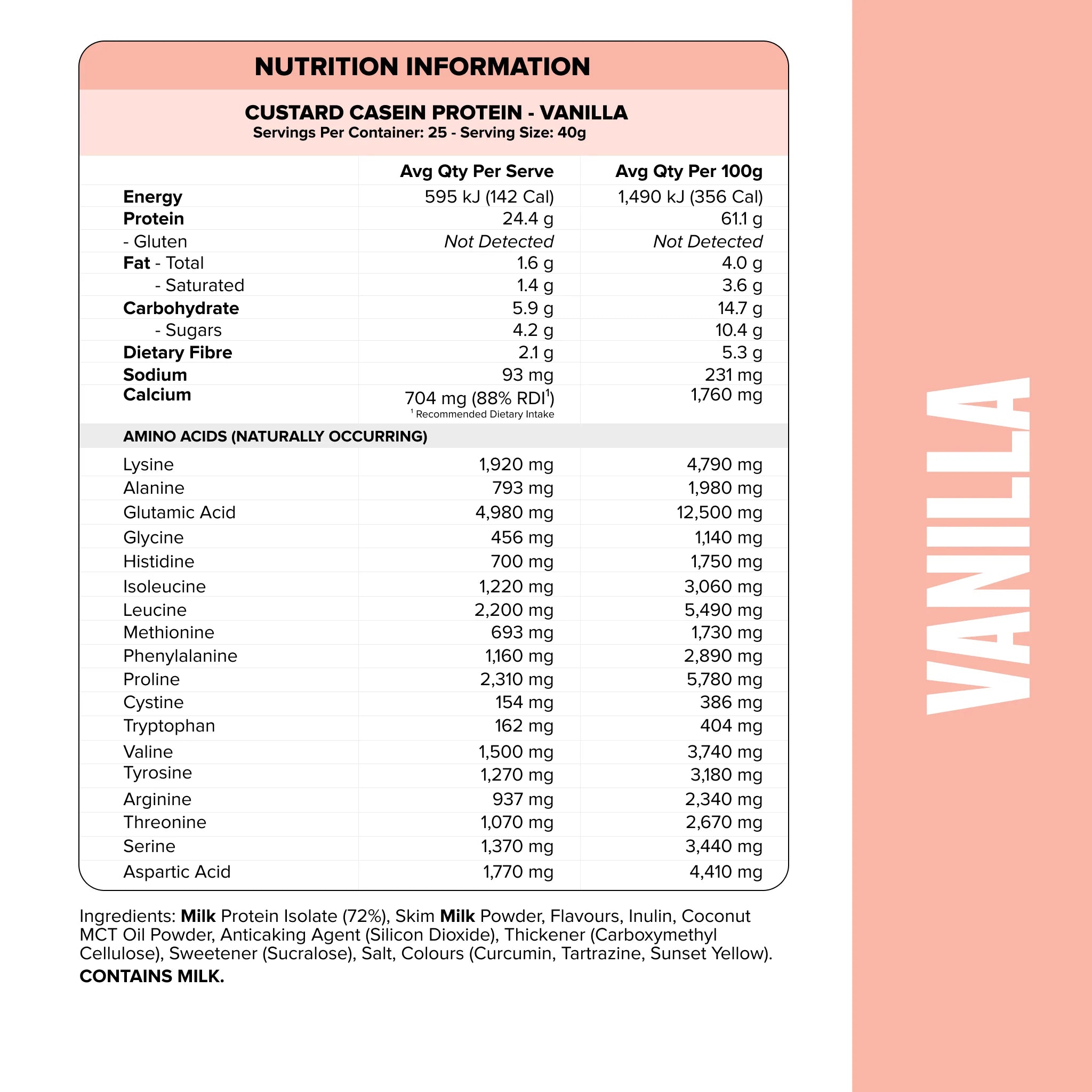 Muscle Nation - CUSTARD Casein Protein - Vanilla