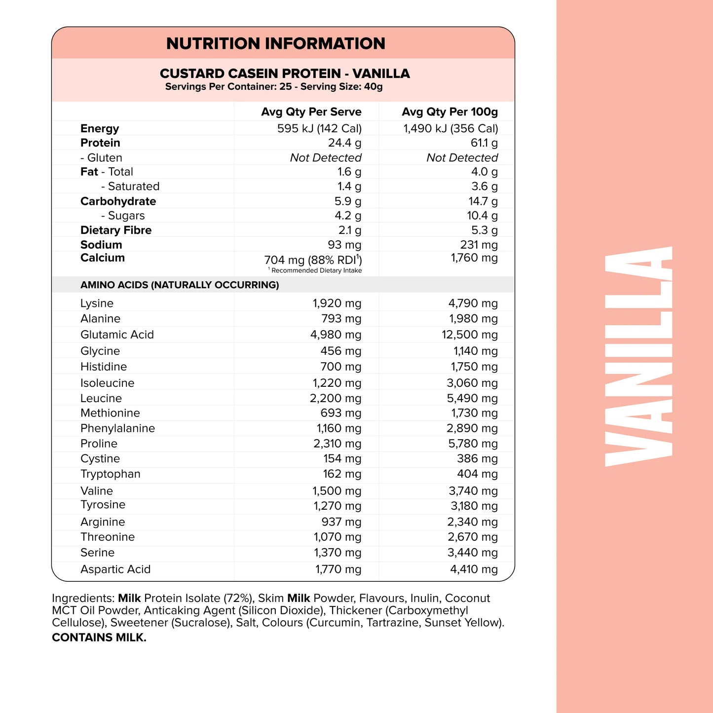 Muscle Nation - CUSTARD Casein Protein - Vanilla