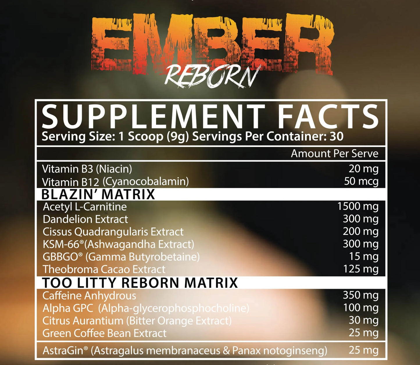 Inspired Nutraceuticals - Ember Reborn - Thermogenic Fat Burner - 30 Serves