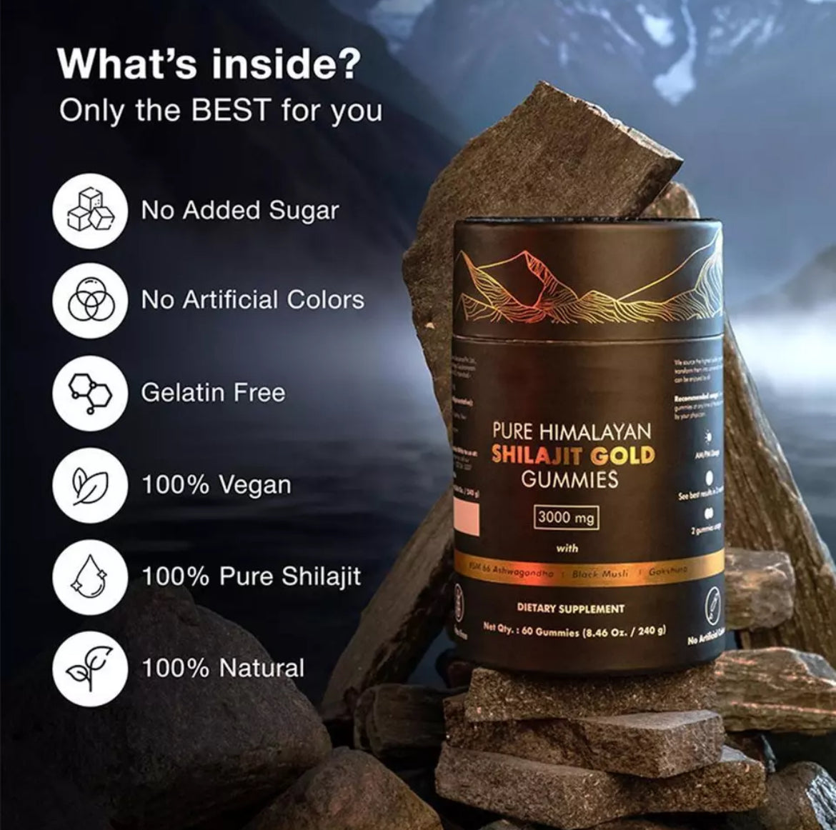 Pure Himalayan Shilajit Gummies Gold Lab Tested