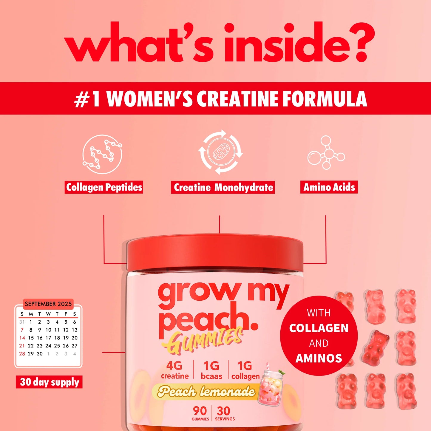 Booty Builder Gummies by the Gummy Lab with Creatine, BCAA's, Collagen