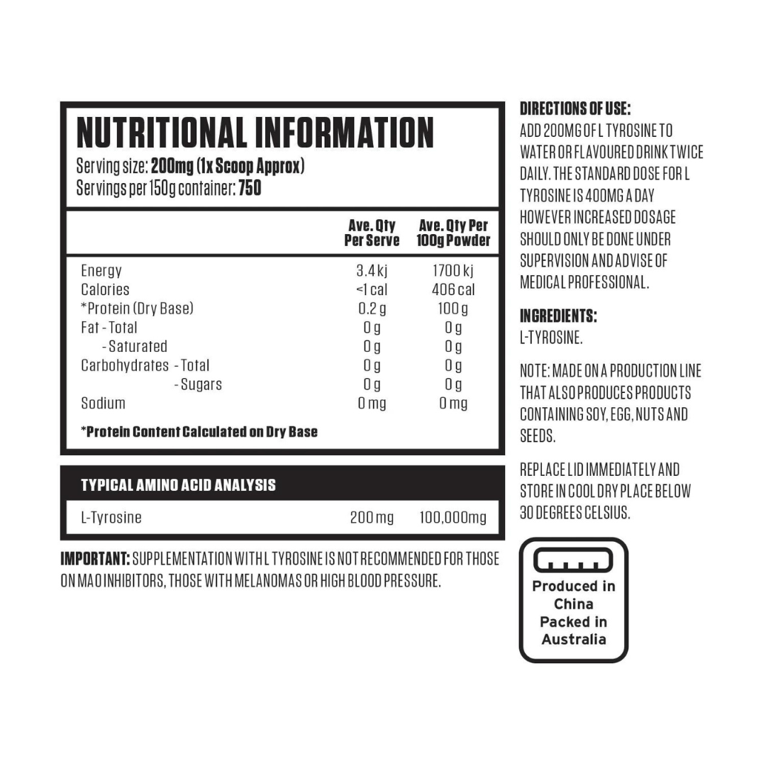 Bulk Nutrition - Tyrosine RAW 150g