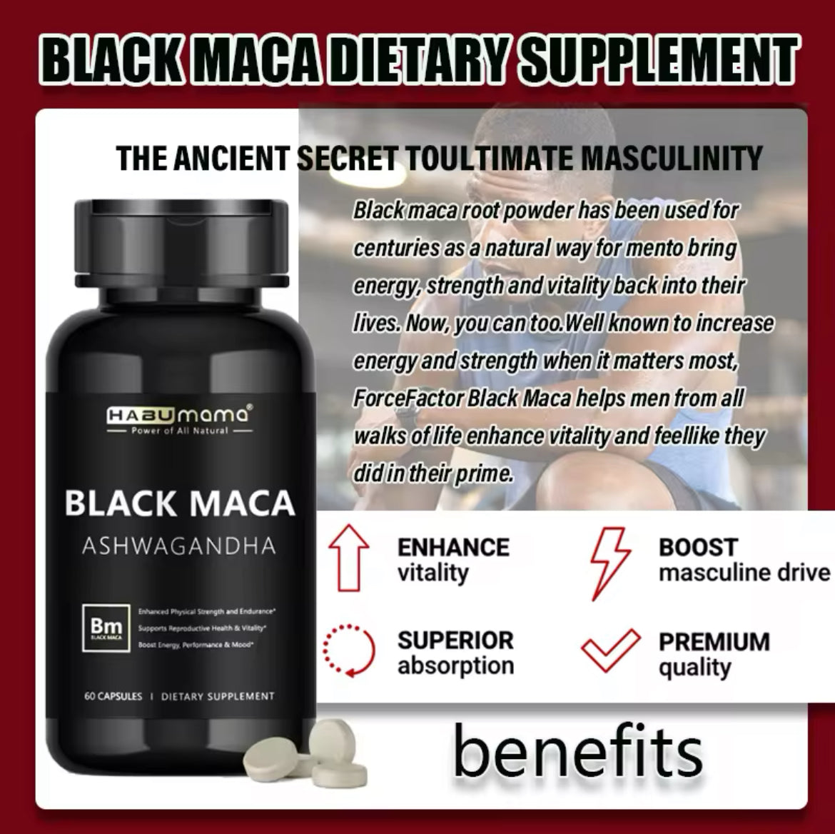 Black Maca with Ashwagandha - Natural Libido Booster