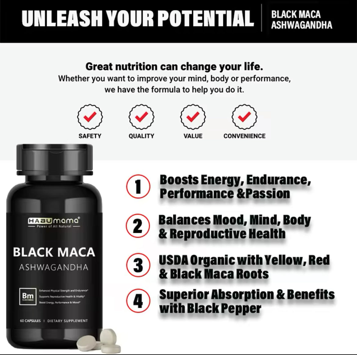 Black Maca with Ashwagandha - Natural Libido Booster