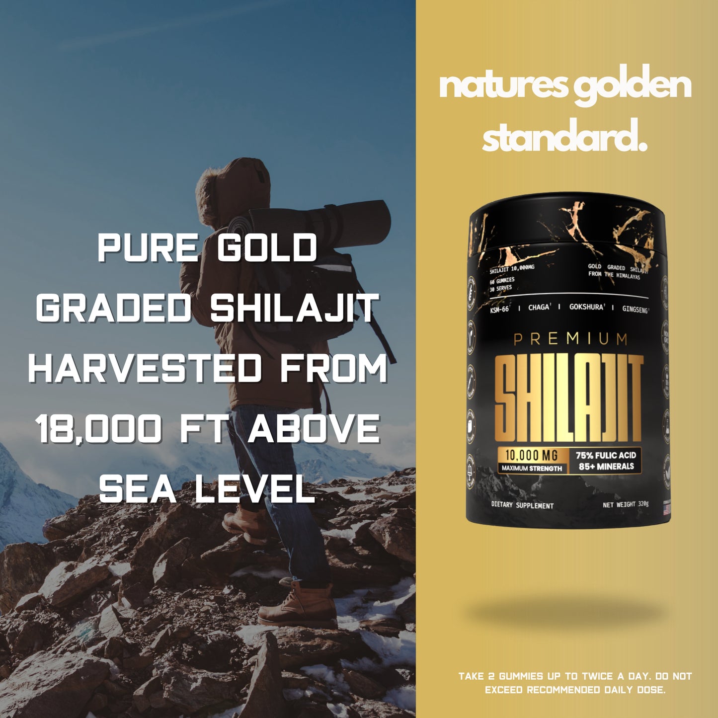 Pure Himalayan Shilajit Gummies Gold Graded Shilajit Lab Tested