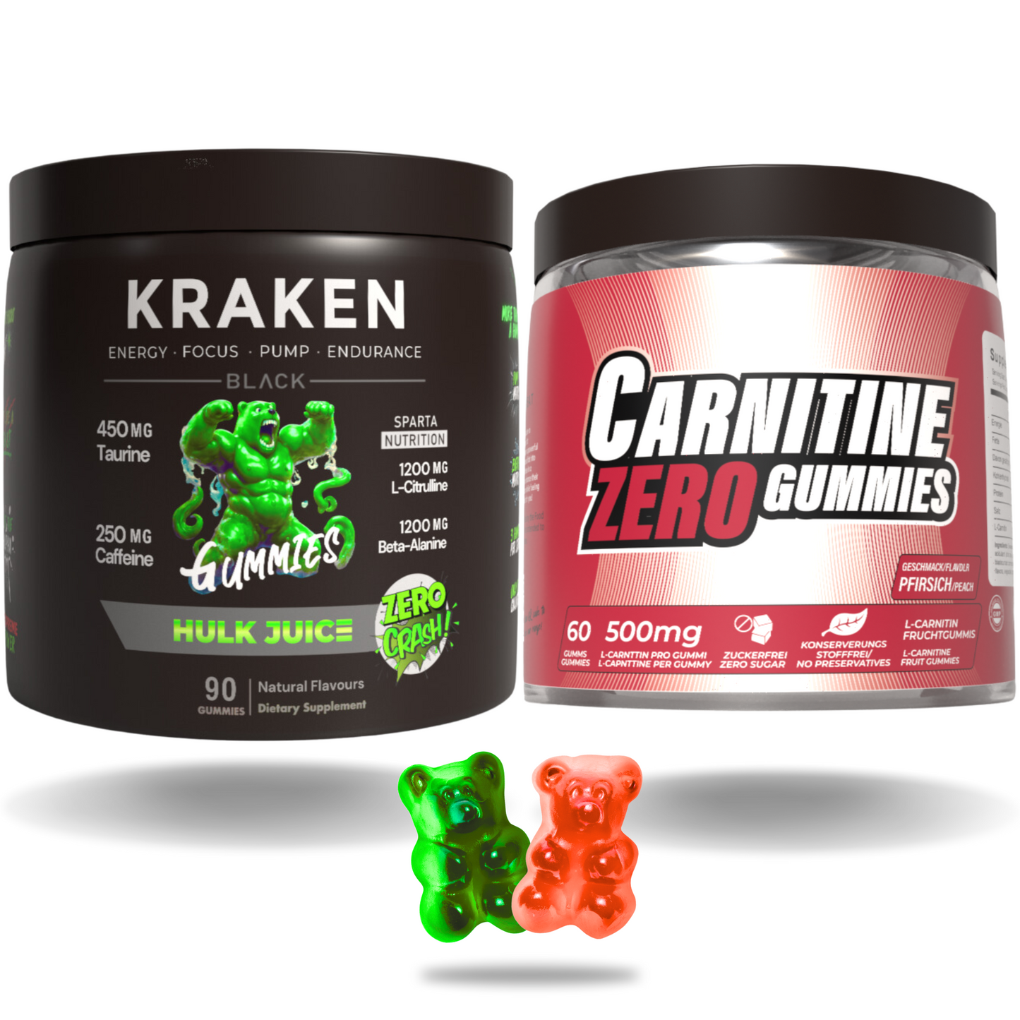 L-Carnitine Fat Burners Gummies + Kraken Preworkout Gummies Twin Pack