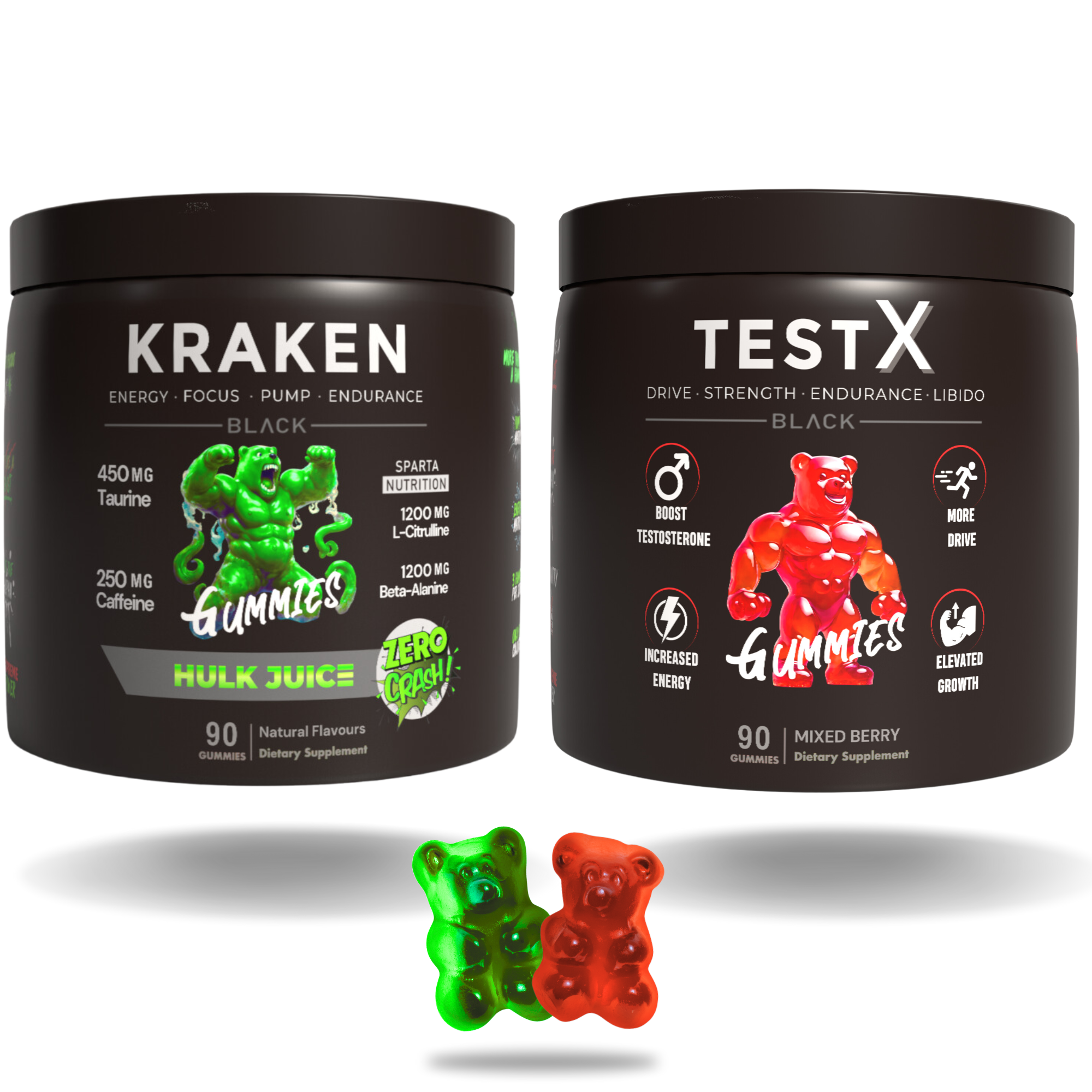 Kraken Preworkout Gummies + TestX Gummies Twin Pack