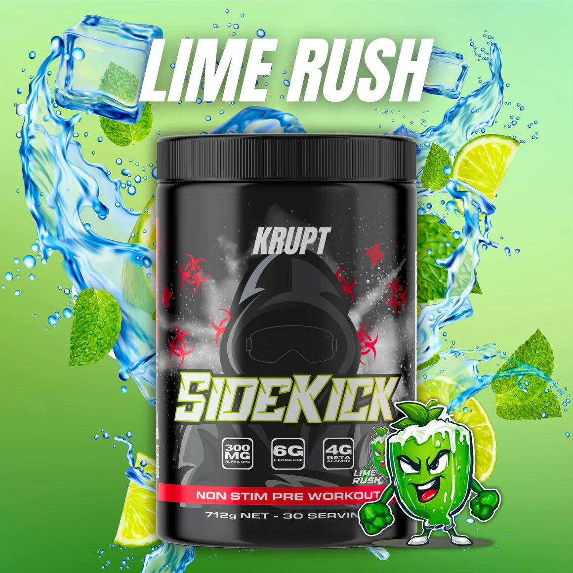 Krupt - SIDEKICK - Non-Stim Pre-Workout - 30 Serves