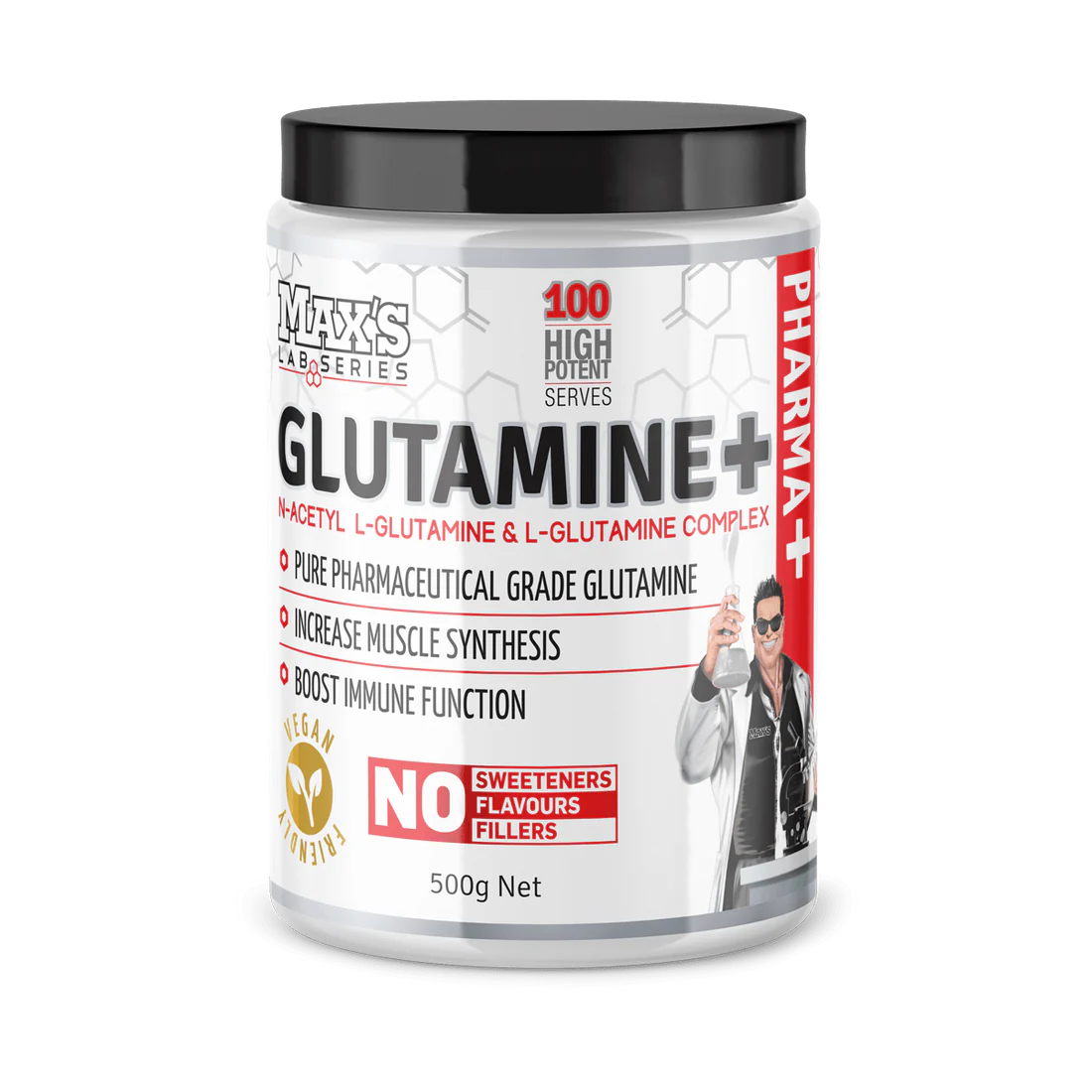 Max's Lab Series - Glutamine+ - 500g - 100 Serves