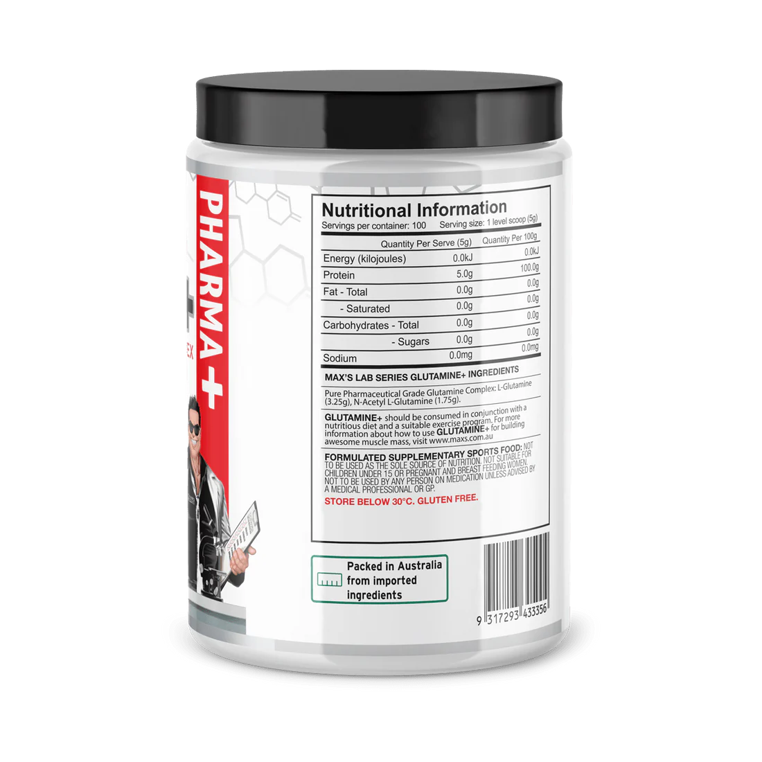 Max's Lab Series - Glutamine+ - 500g - 100 Serves