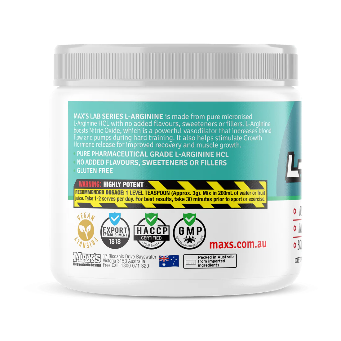 MAX'S - L-Arginine - 33 Serves