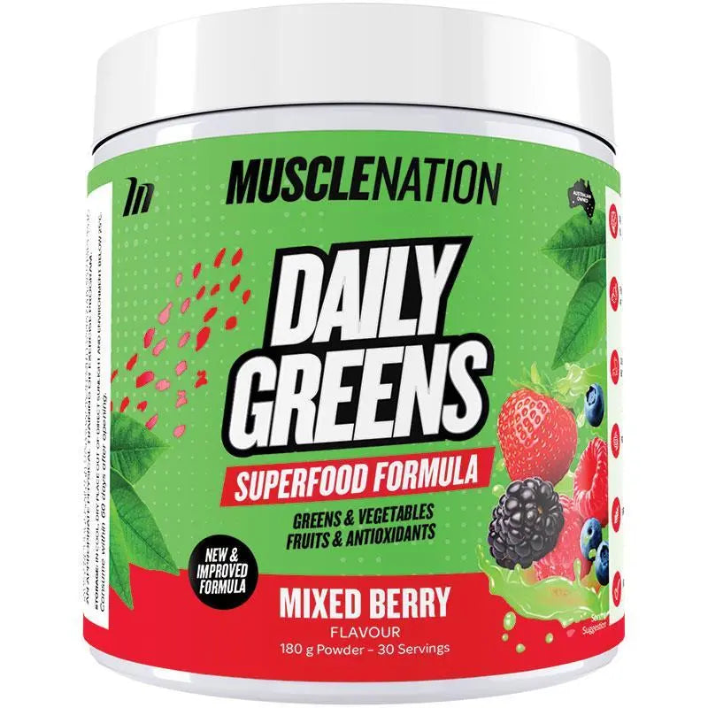 Muscle Nation Daily Greens Powder Mixed Berry Flavour 30 serves (180g)