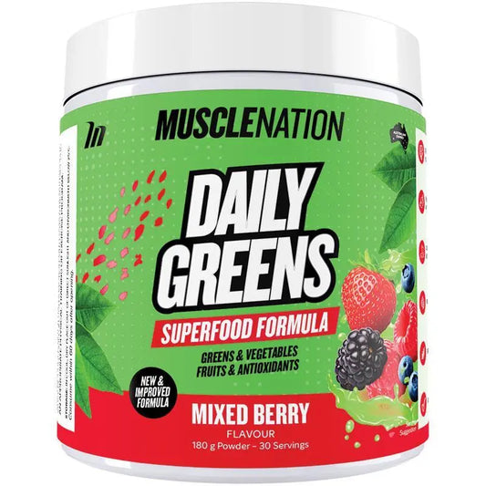Muscle Nation Daily Greens Powder Mixed Berry Flavour 30 serves (180g)