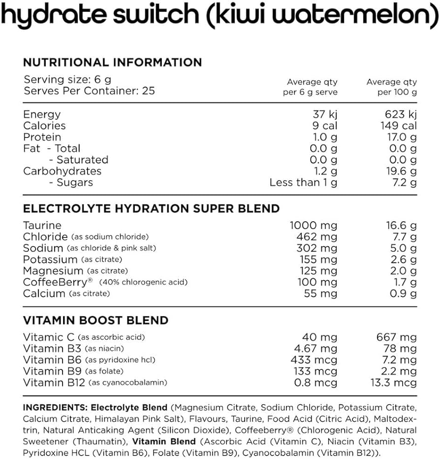 Switch Nutrition - Hydrate -  25 Serves