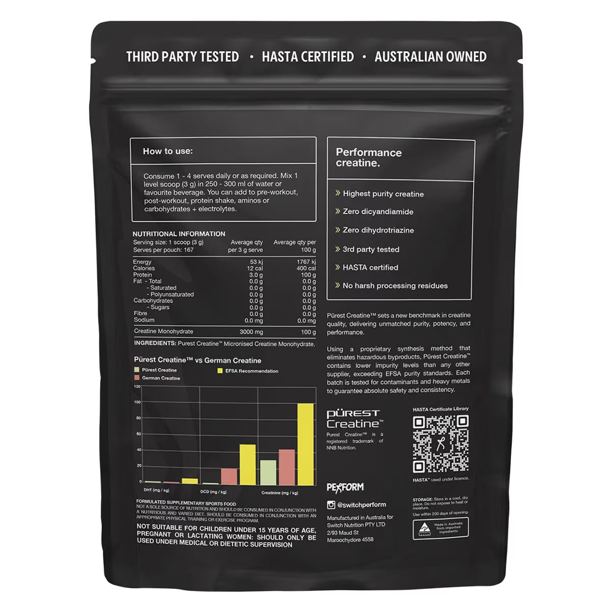 Switch Nutrition - Perform - Purest Creatine Monohydrate - 500g
