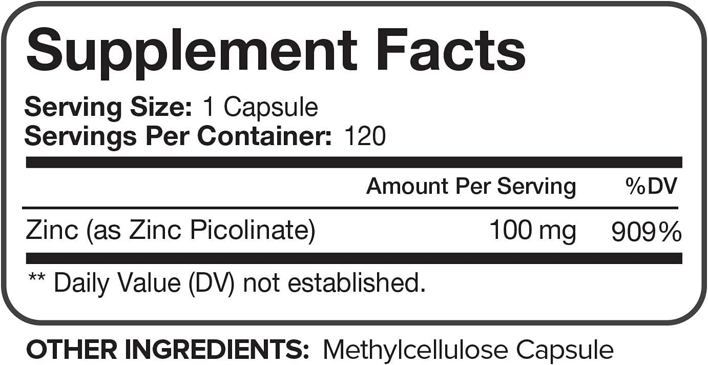 Nutrivein - Zinc Picolinate - 120 Capsules