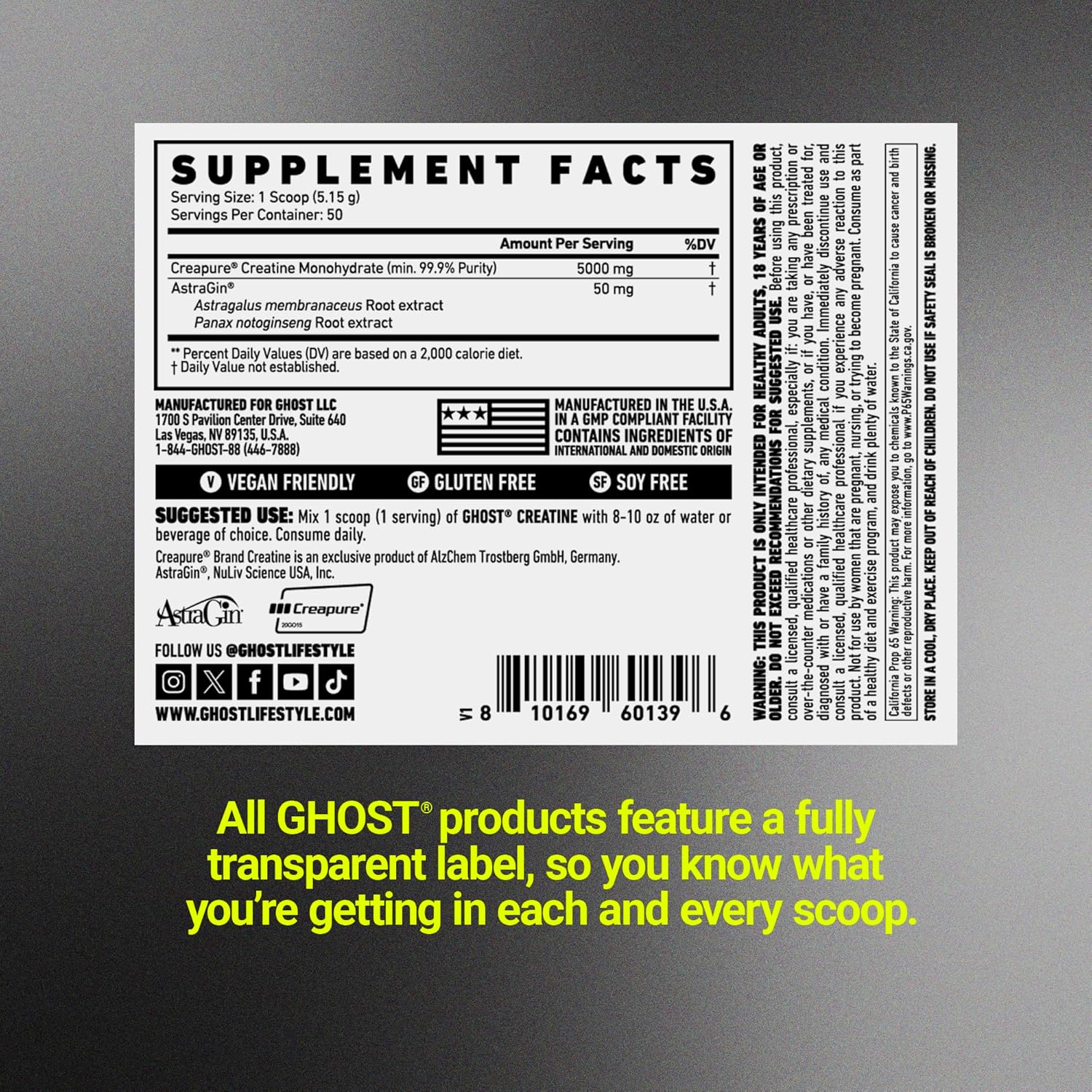 GHOST® - Basics Creatine - Creapure - 50 Serves