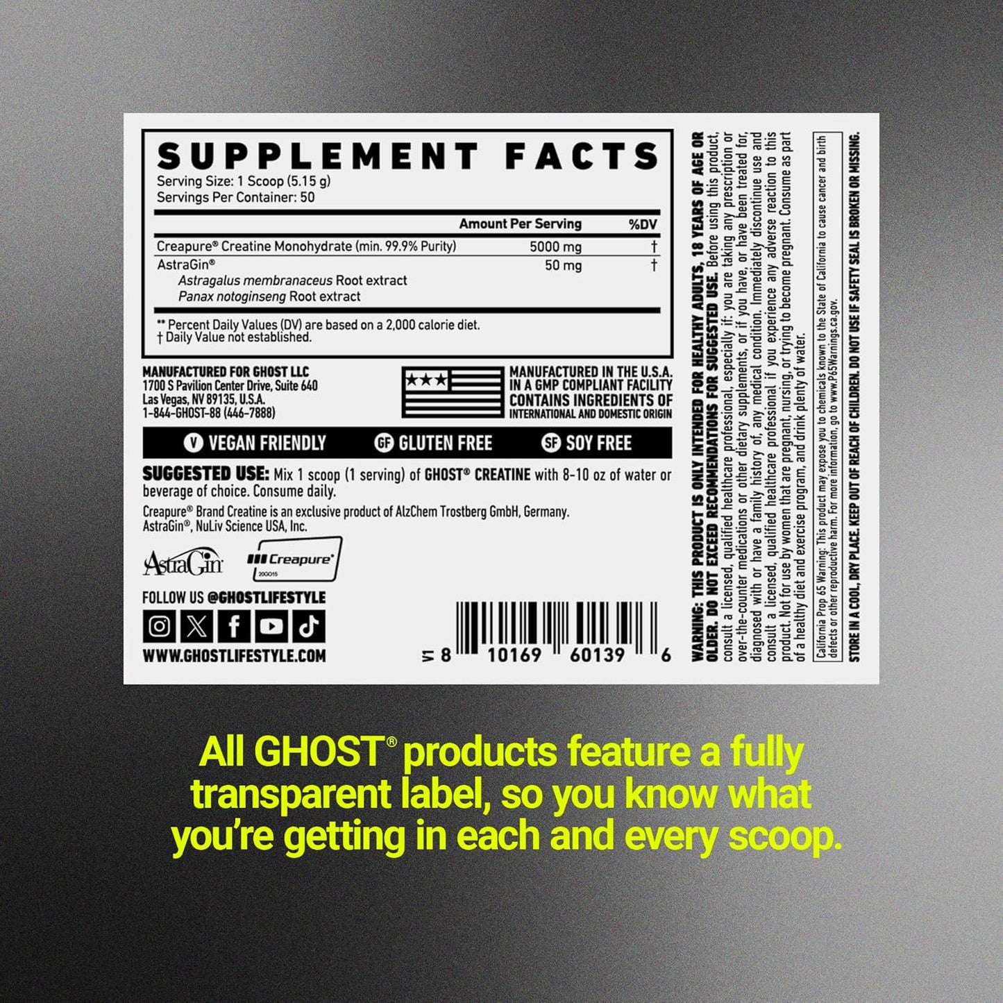 GHOST® - Basics Creatine - Creapure - 50 Serves