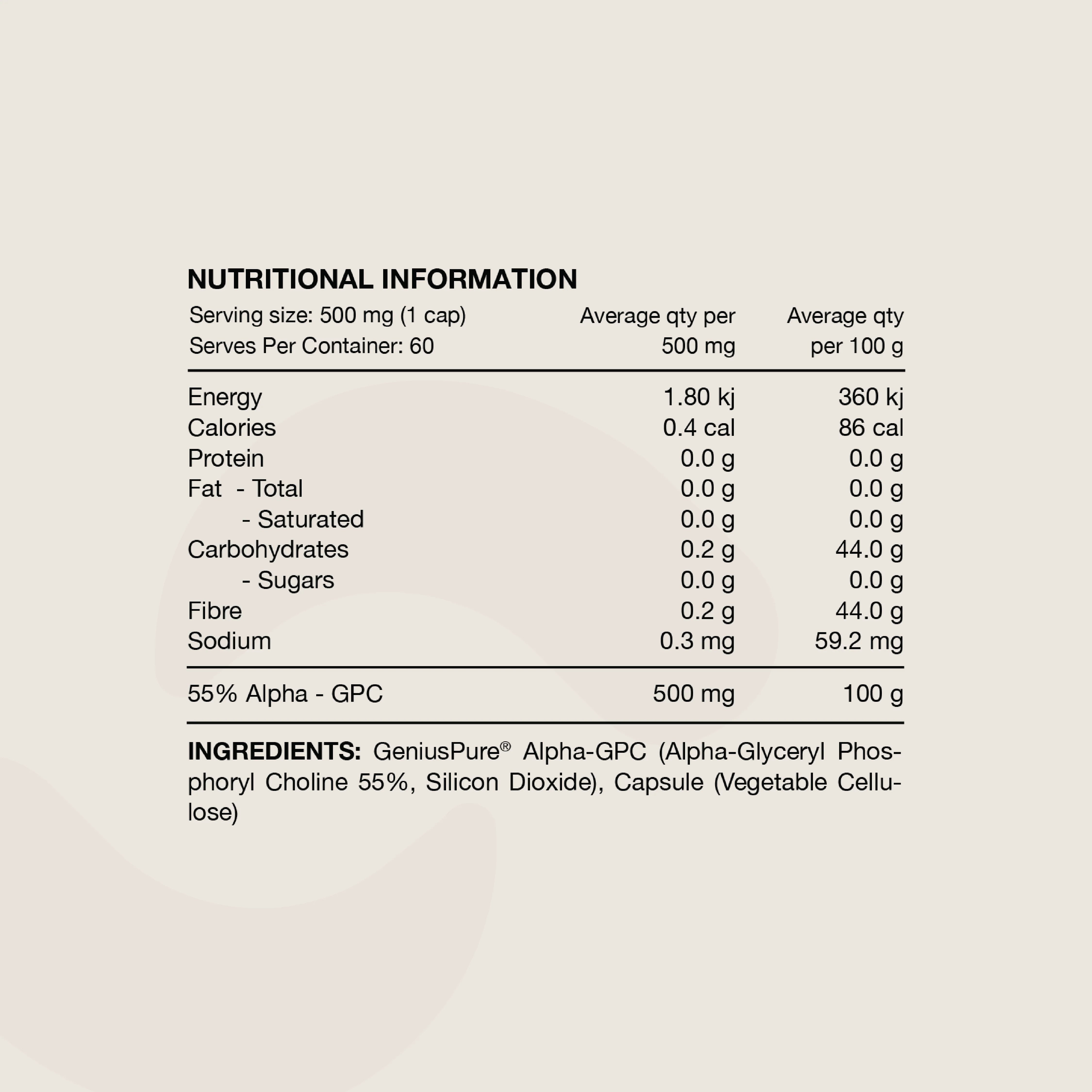 Switch Nutrition - Alpha GPC - 60 Capsules