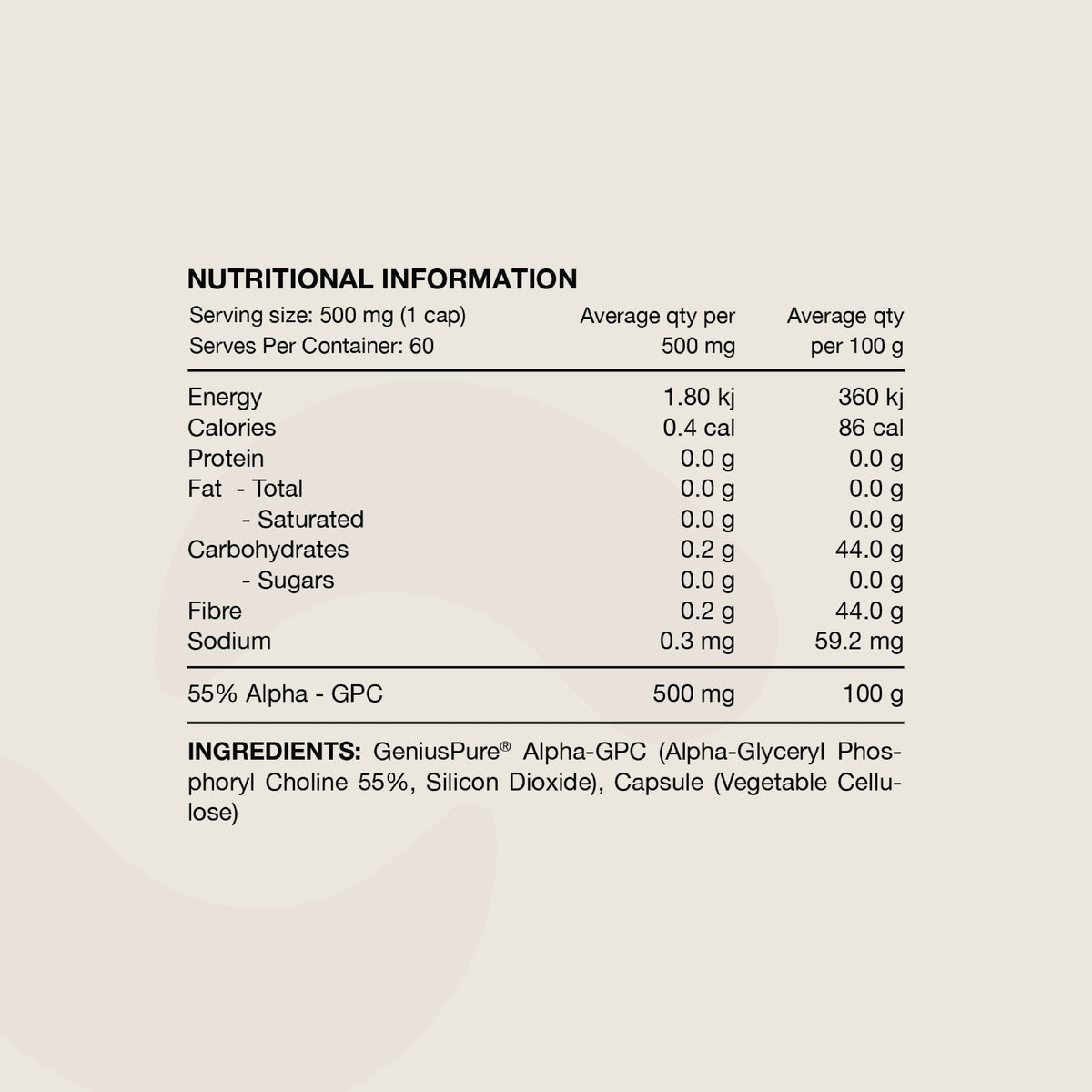 Switch Nutrition - Alpha GPC - 60 Capsules