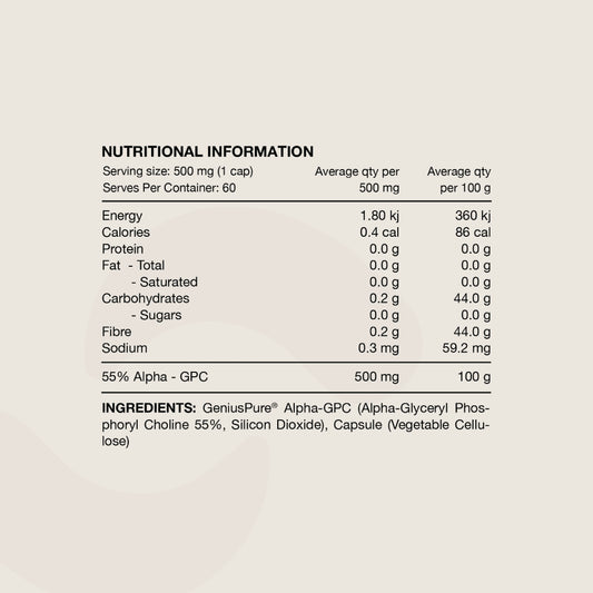 Switch Nutrition - Alpha GPC - 60 Capsules