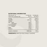Switch Nutrition - Carnitine - 100% Pure Acetyl L-Carnitine - 100 Serves - Powder