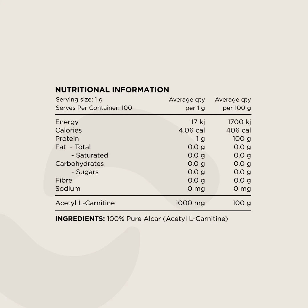 Switch Nutrition - Carnitine - 100% Pure Acetyl L-Carnitine - 100 Serves - Powder