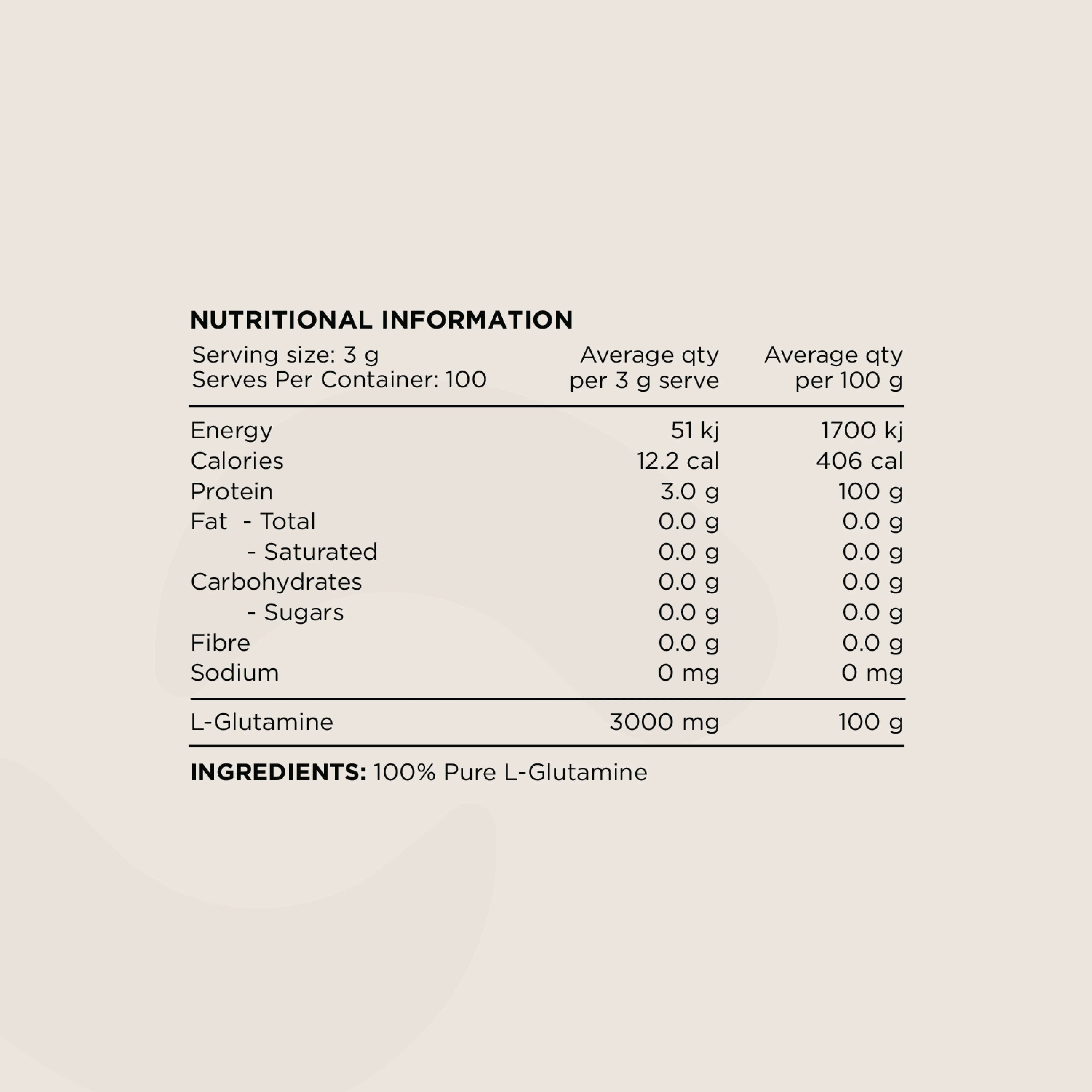 Switch Nutrition - 100% Pure L-Glutamine - 100 Serves