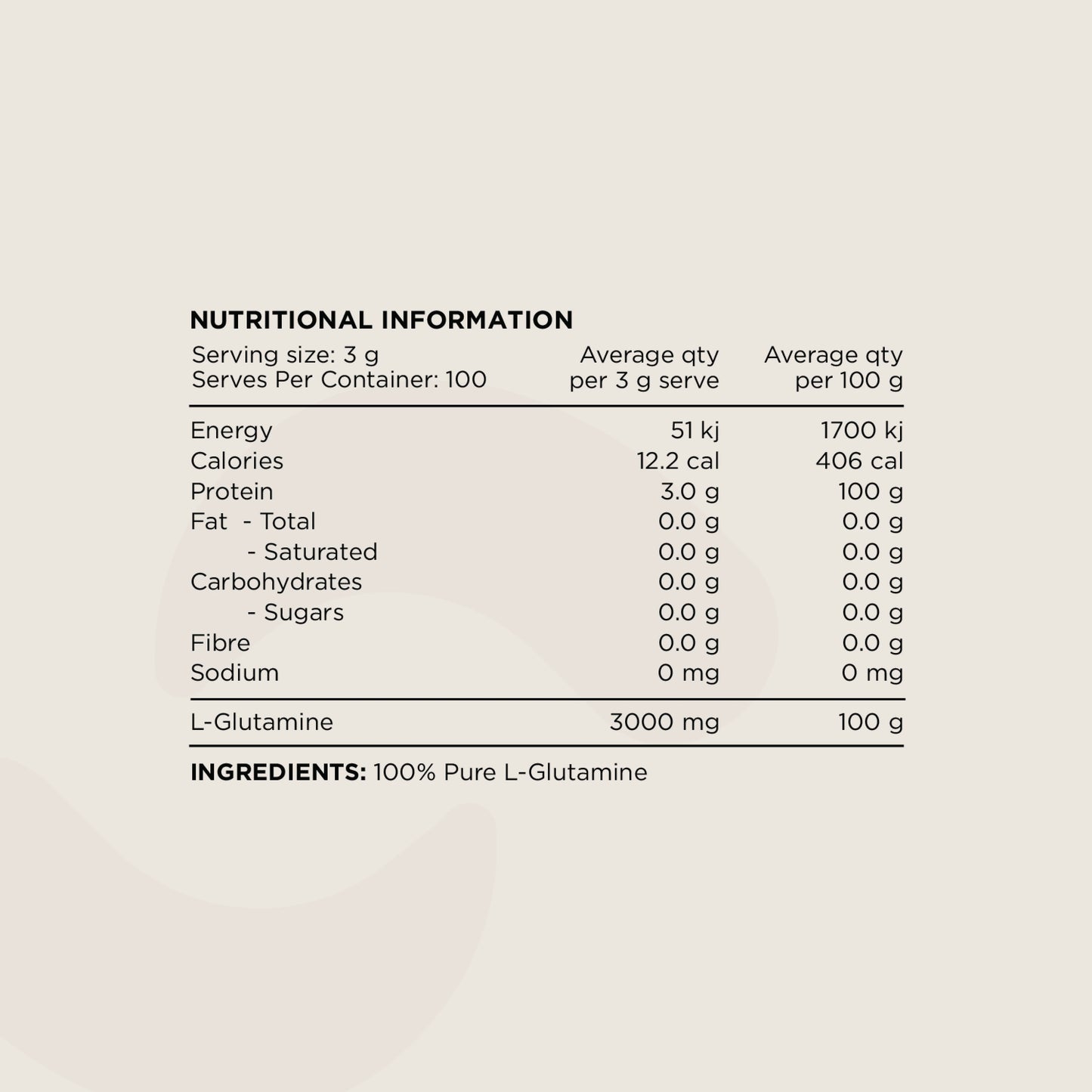 Switch Nutrition - 100% Pure L-Glutamine - 100 Serves