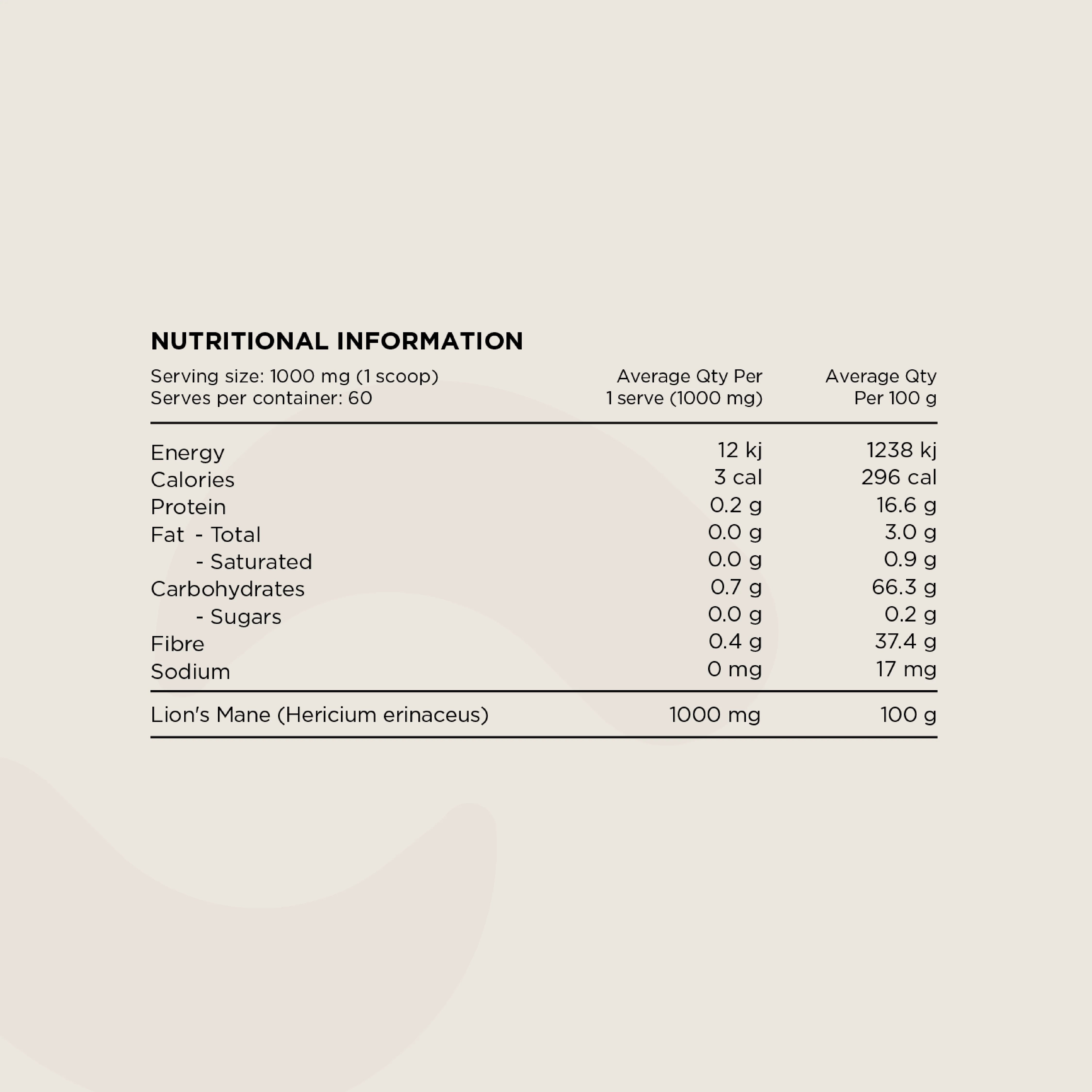 Switch Nutrition - Lion's Mane - 100% Pure Organic Powder - 60 Serves