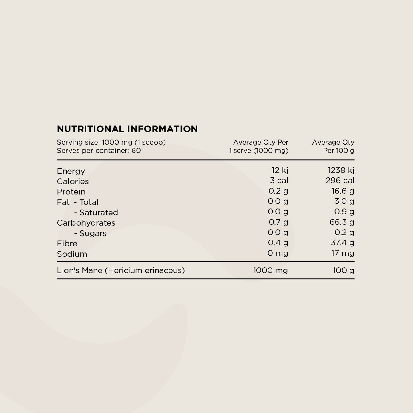 Switch Nutrition - Lion's Mane - 100% Pure Organic Powder - 60 Serves
