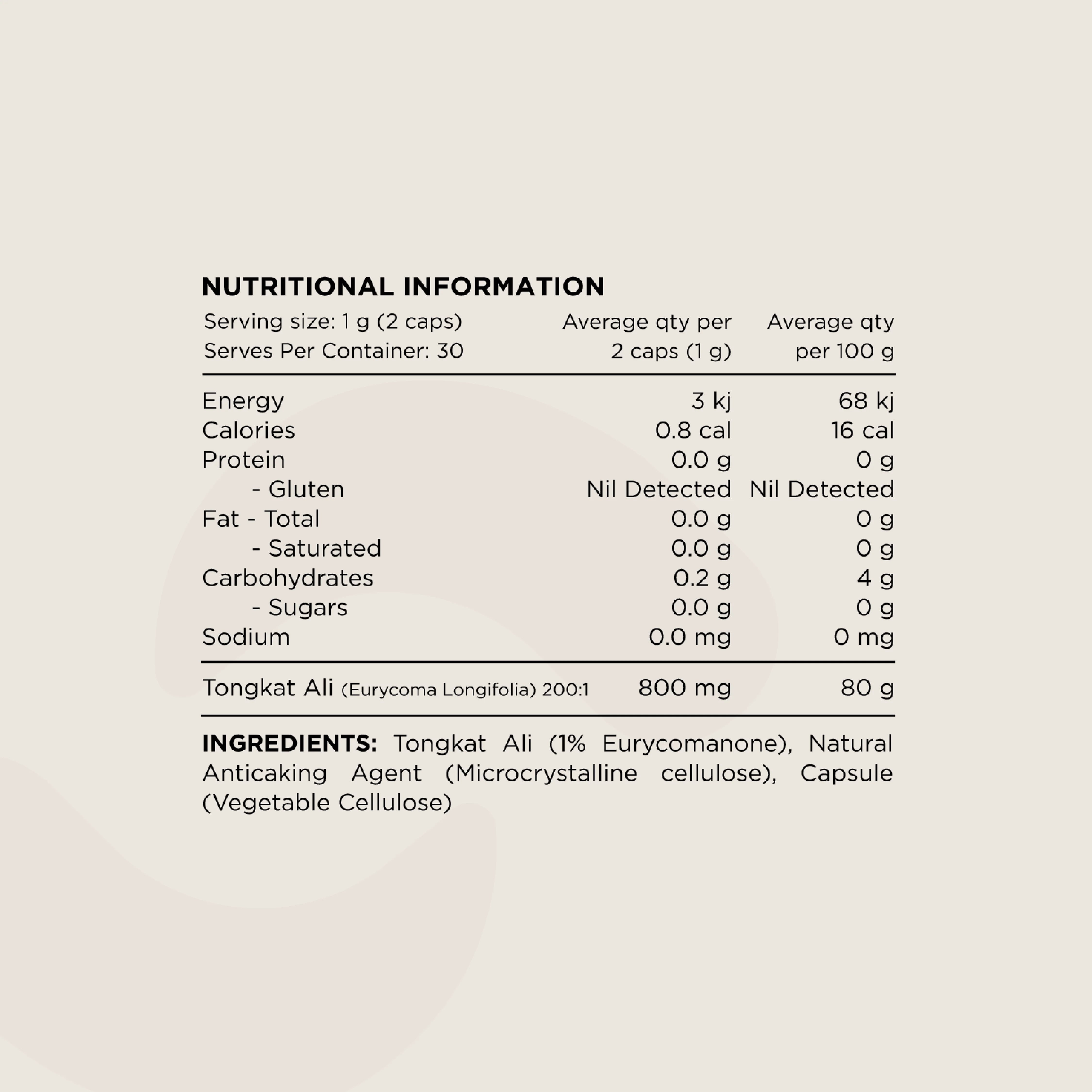 Switch Nutriton - Tongkat Ali (Eurycoma) - 60 Serves - Capsules