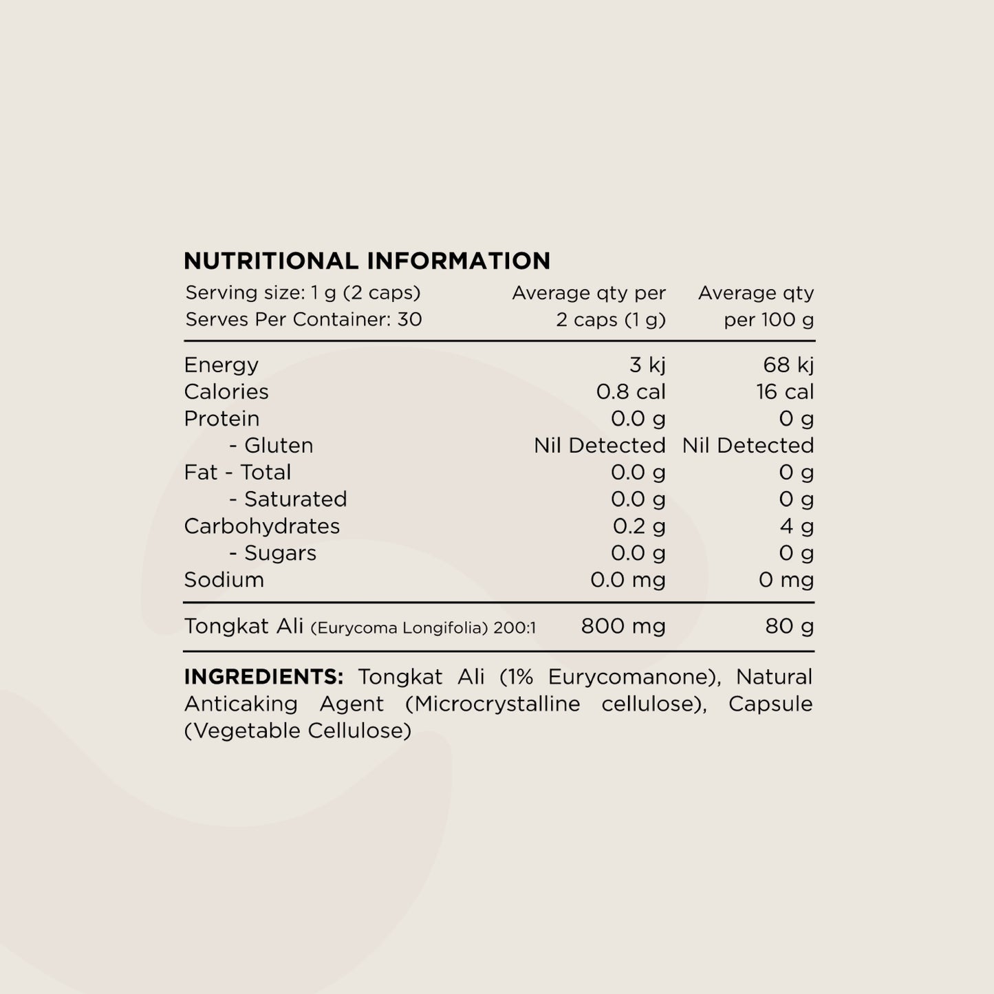 Switch Nutriton - Tongkat Ali (Eurycoma) - 60 Serves - Capsules