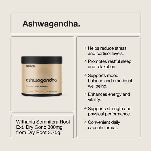 Switch Nutrition - KSM-66® Ashwaganda - 60 Serves
