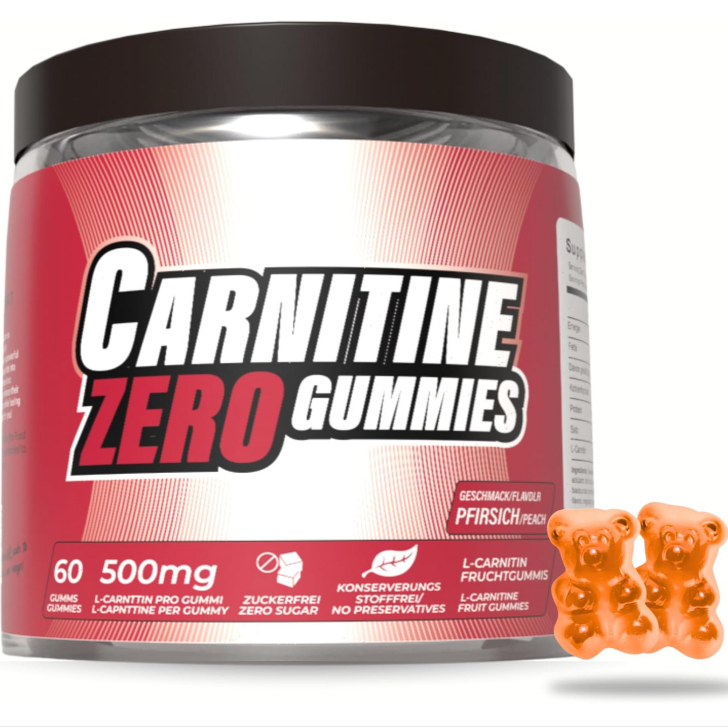 L-Carnitine Gummies 1000mg Peach, 30 Serves by The Gummy Lab