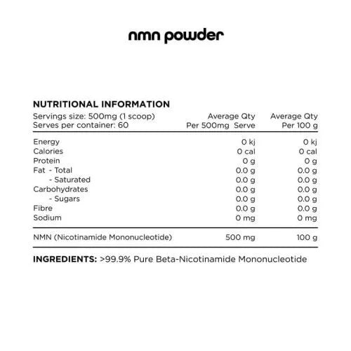 Switch Nutrition - NMN - Pure Nicotinamide Mononucleotide Powder - 60 Serves
