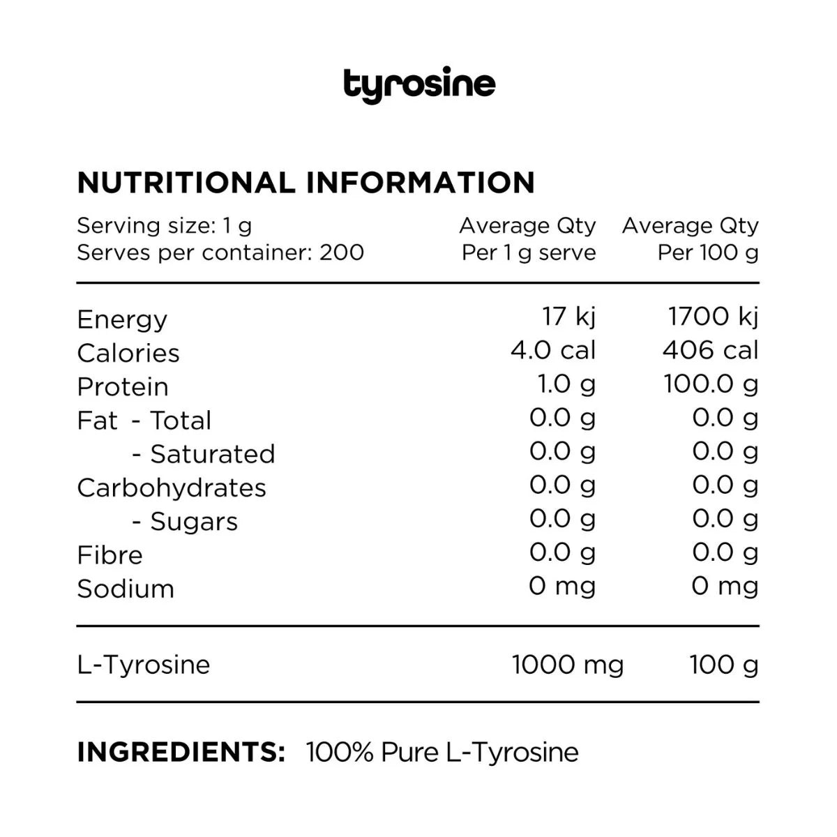 Switch Nutrition - Tyrosine - 200 Serves