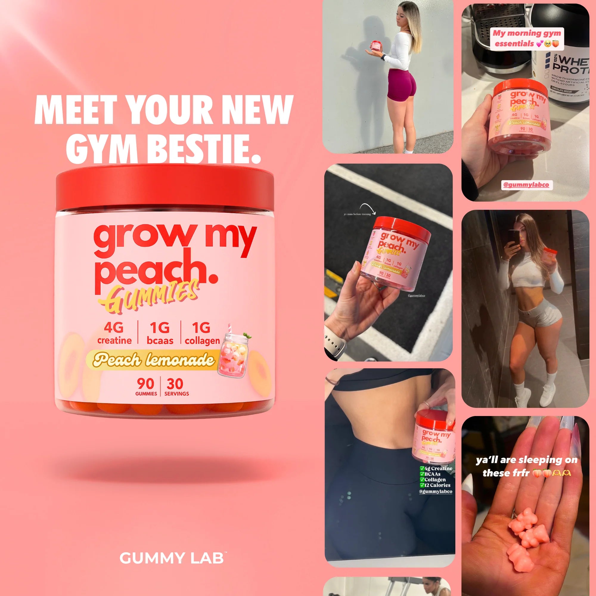 Booty Builder Gummies by the Gummy Lab with Creatine, BCAA's, Collagen