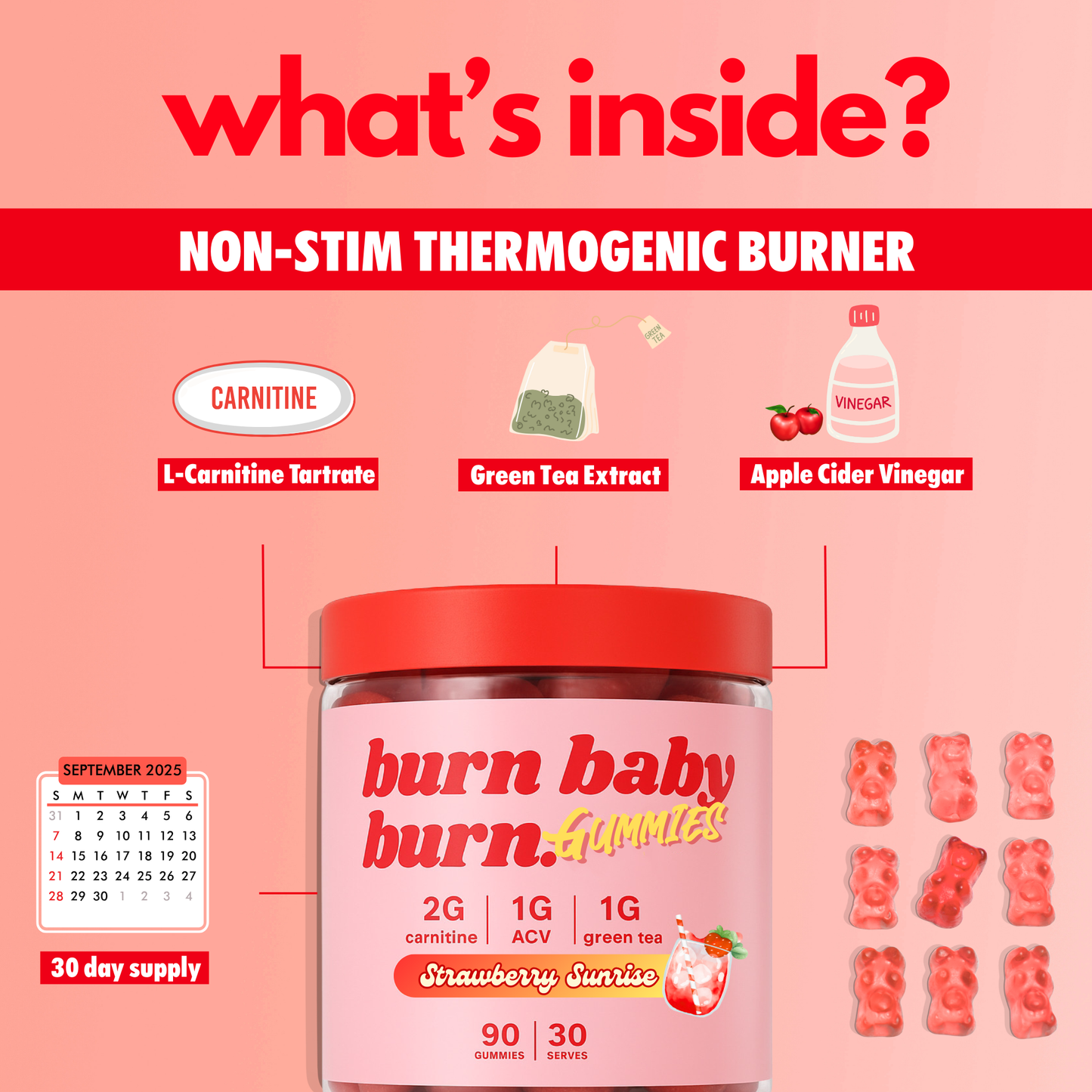 Burn Baby Burn - Non-stim Thermo Fat Burner Pre-workout Gummies by The Gummy Lab