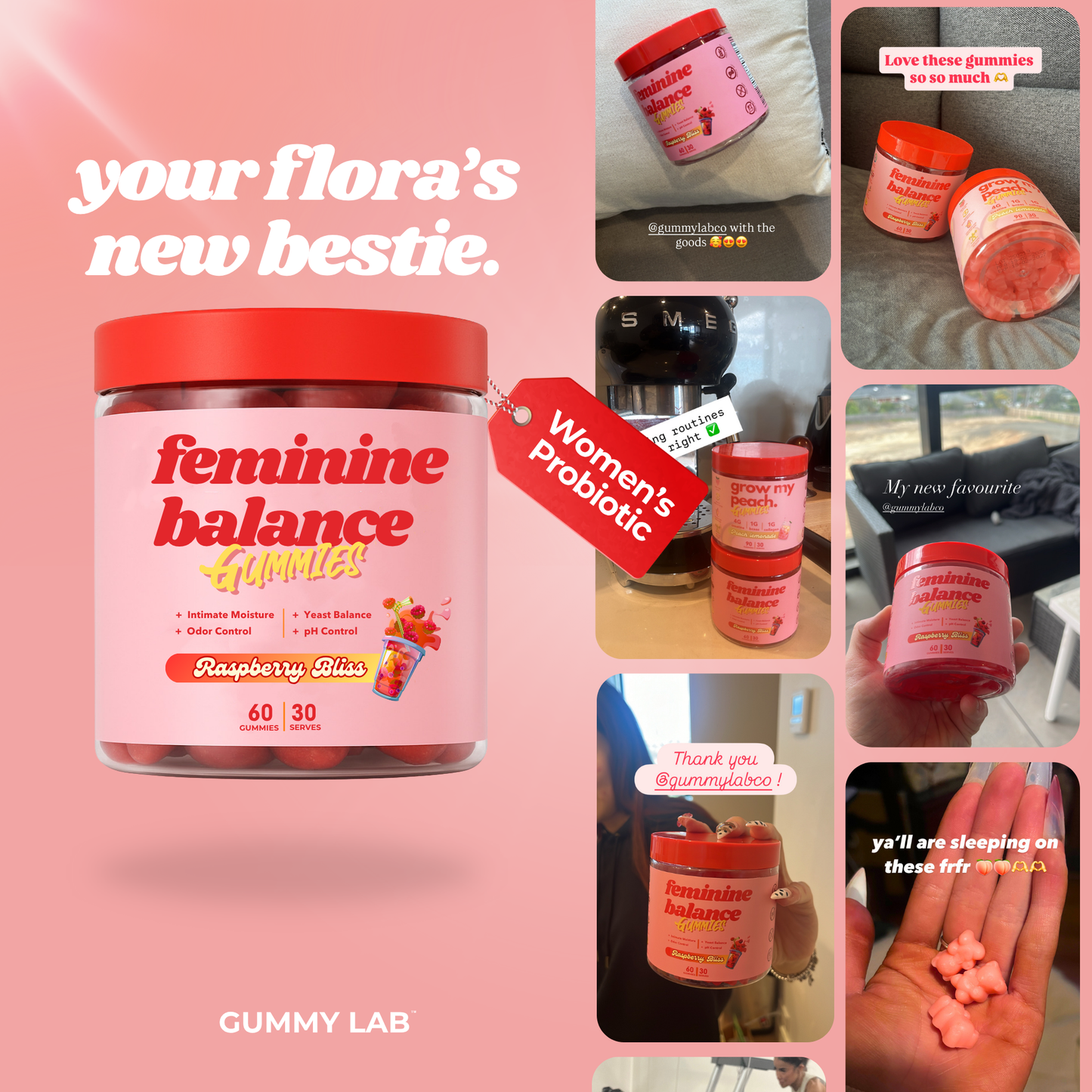 Vaginal Probiotic Gummies for Women with Cranberry