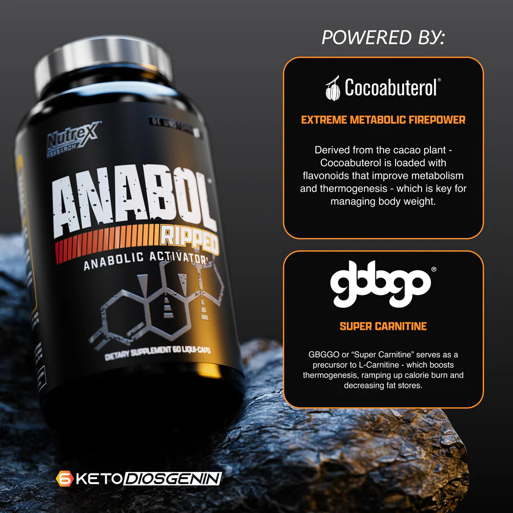 Nutrex Research - Anabol Ripped - ANABOLIC ACTIVATOR & FAT BURNER - 60 Capsules