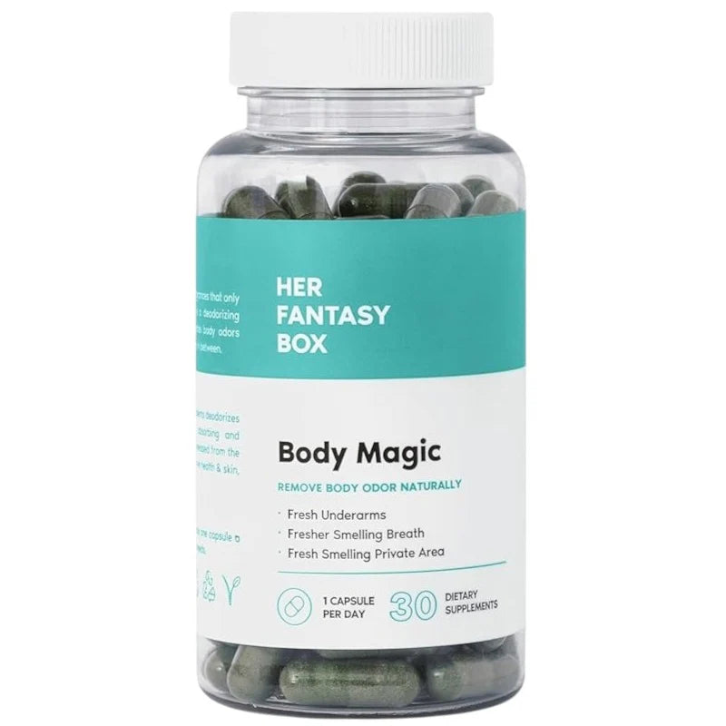 Her Fantasy Box | Body Magic Chlorophyll Capsules - For Body Odor, Detox & Skin - 30 Vegan Capsules