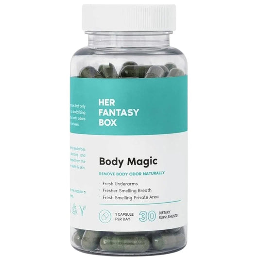 Her Fantasy Box | Body Magic Chlorophyll Capsules - For Body Odor, Detox & Skin - 30 Vegan Capsules
