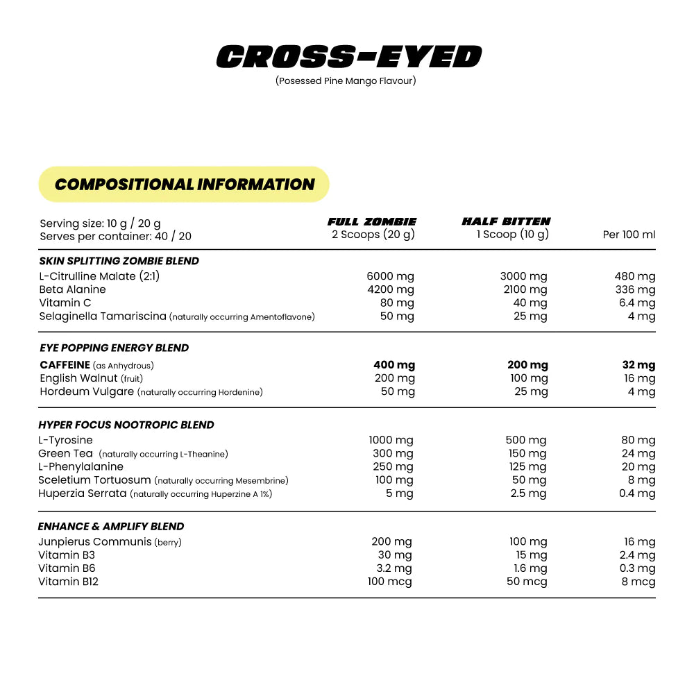 Zombie Labs Cross-Eyed Pre-Workout - 40 Serves