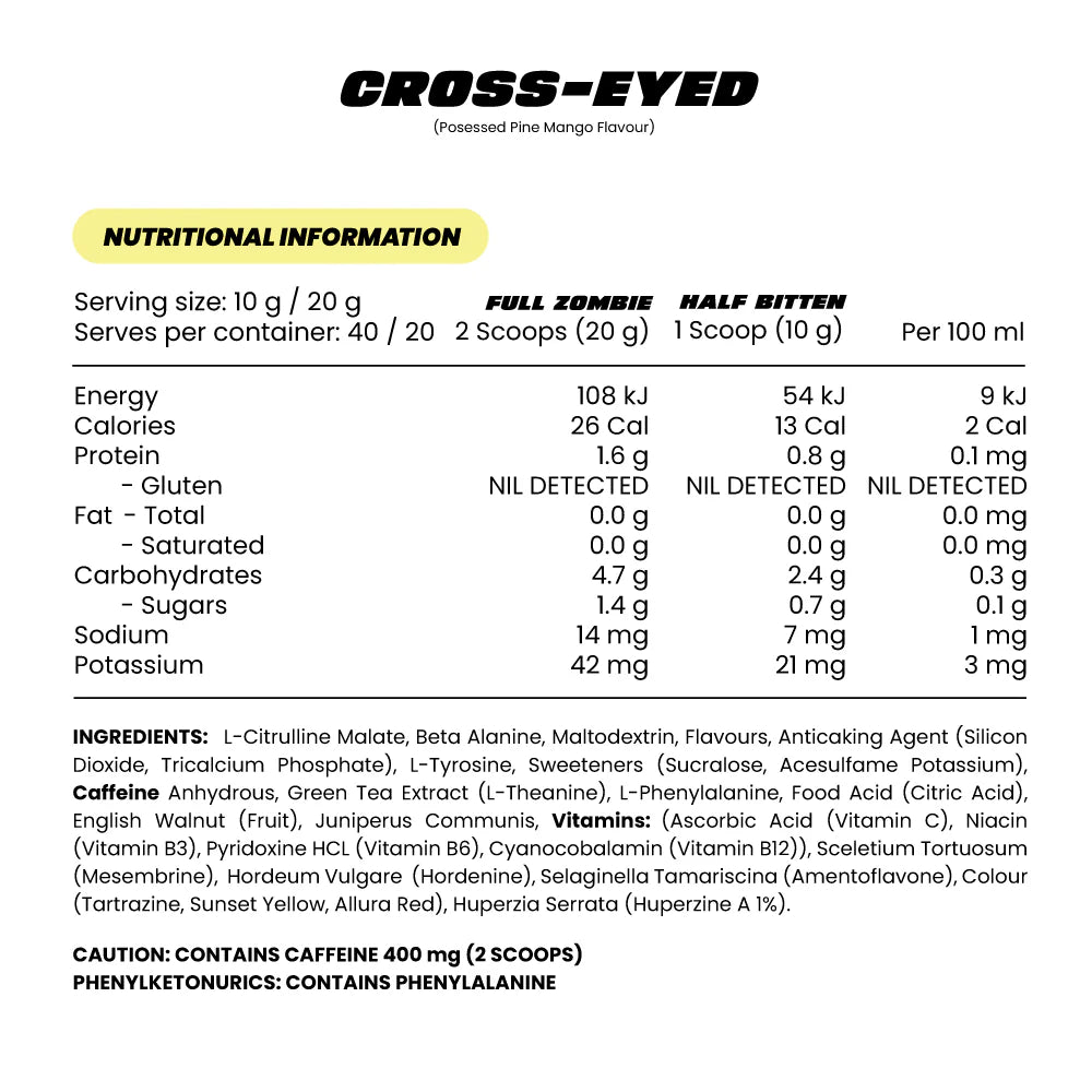 Zombie Labs Cross-Eyed Pre-Workout - 40 Serves