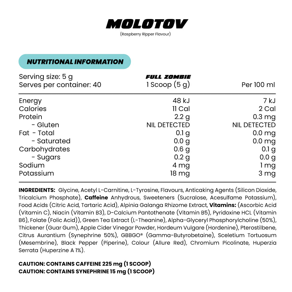 Zombie Labs - MOLOTOV - Thermogenic Formula - 40 Serves