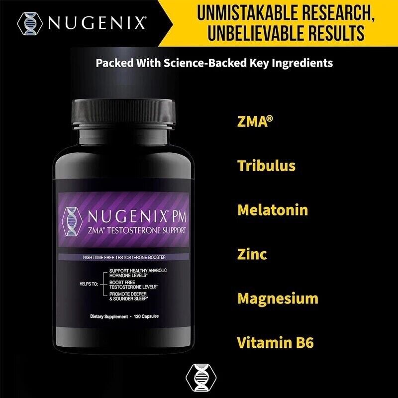 Nugenix PM ZMA Night-time Free Testosterone Booster and Sleep Support 120 Count