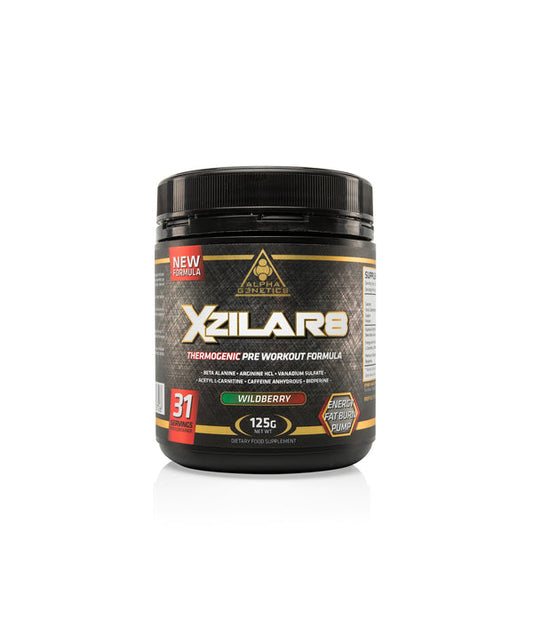 ALPHA G3NETICS - Xzilar8 - PRE-WORKOUT & FAT BURNER - 31 Serves - Wildberry