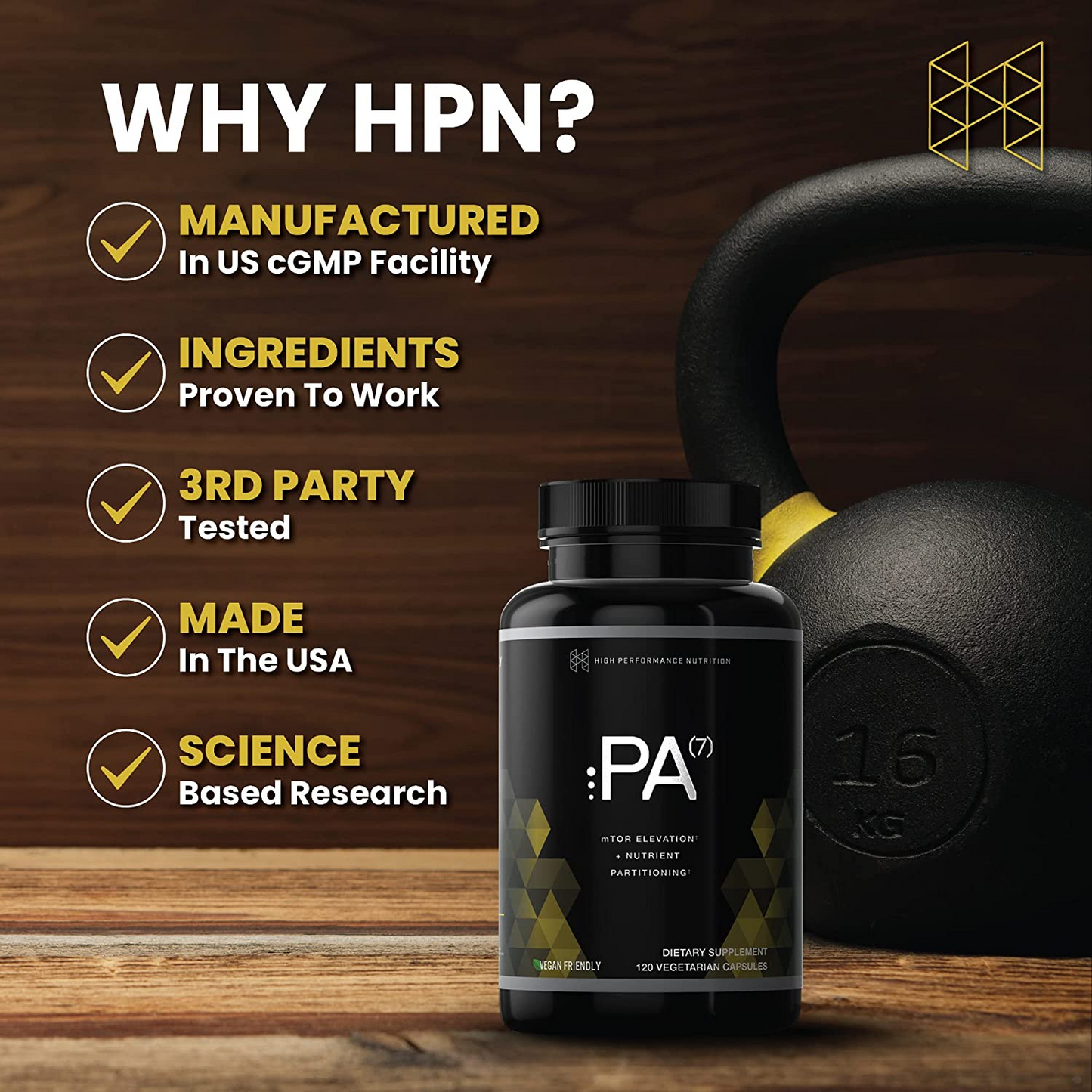 HPN PA(7) Phosphatidic Acid TESTOSTERONE BOOSTER mTOR activator Muscle Builder